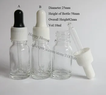 

360 x 10ml Transparent Glass Dropper Bottle,10cc Clear Glass Container,Glass Essential Oil Bottle With dropper