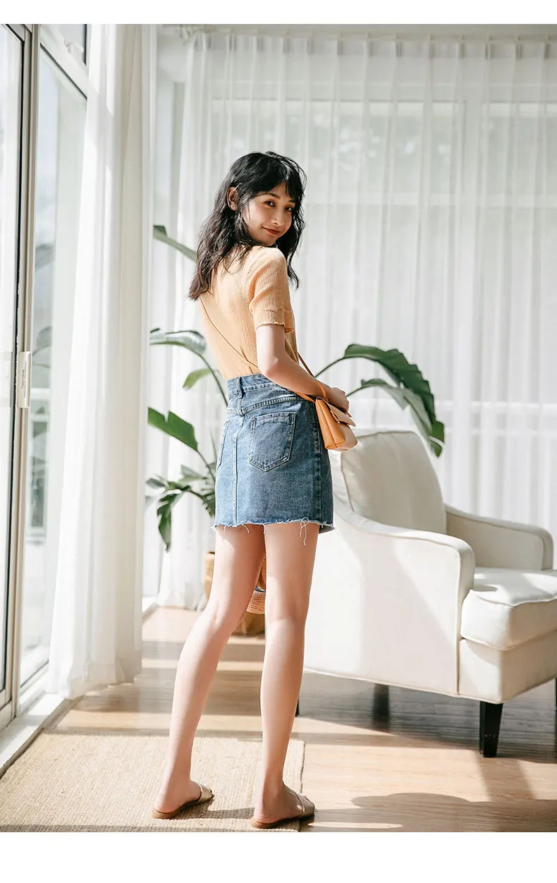 2019 для женщин мини юбка модный пэчворк High Street джинсовая юбка-карандаш Лето повседневное Высокая Васит карман короткие джинсовые юбки s