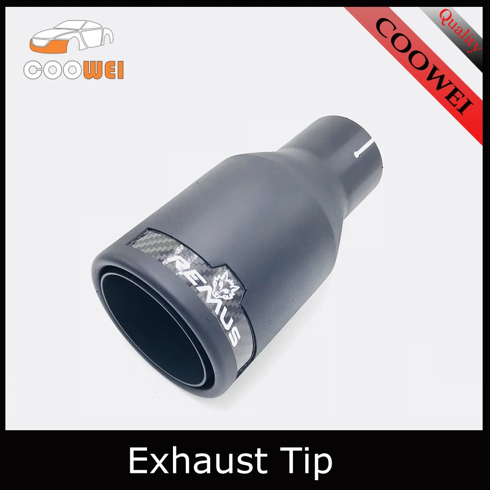 

1 PCS Universal Remus Exhaust Matt black 63mm in-89mm out Carbon fiber Rear Exhaust tips end Pipe for BMW Benz Audi