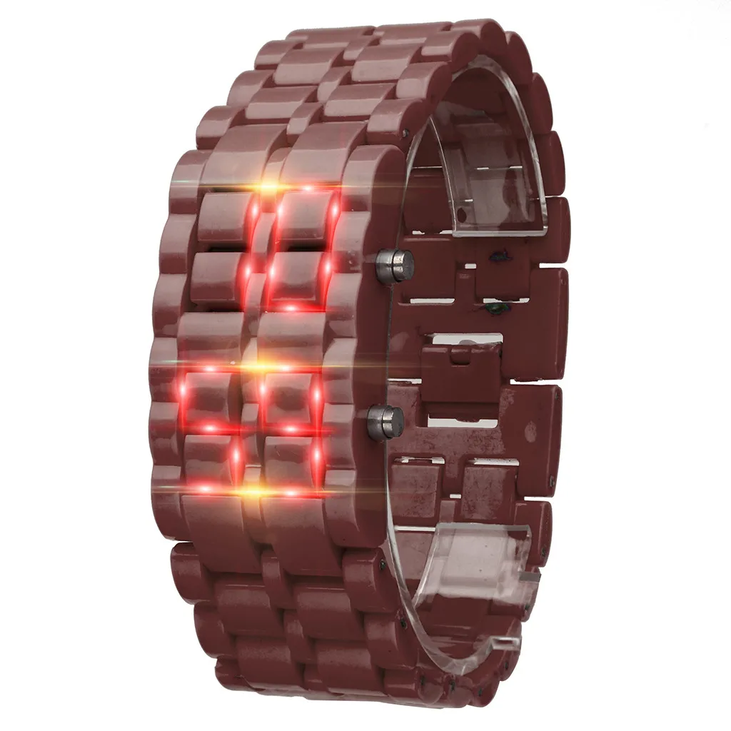 Мужские часы, цветной светодиодный браслет в стиле лавы, новинка, самурайский железный металлический браслет, цифровые часы, мужские часы-браслет YE1