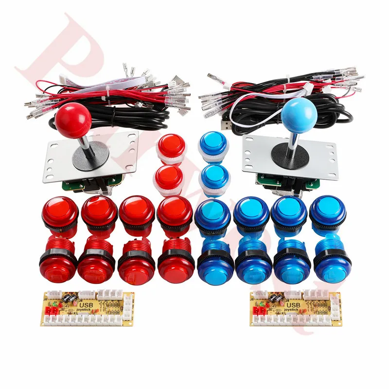

2 Player Arcade DIY illuminted LED Push button Parts Kit 2x Zero delay Arcade USB Encoder + 2x Joystick + 20x LED Arcade Buttons