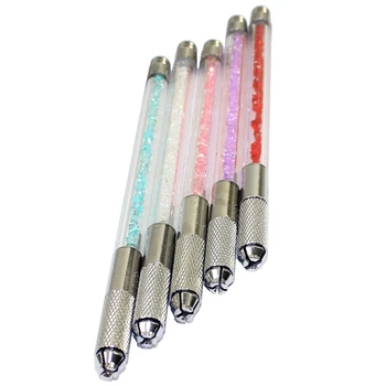 

1Set 5Pcs Clear Crystal Manual Microblading Pen Single Head Pen Dual-Use Semi-Permanent Pen Fog Eyebrow Pencil Eyebrow Pencil