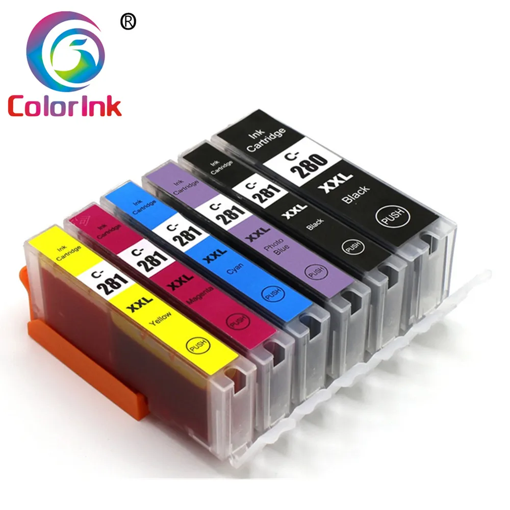 6PK замена Canon pgi 280xxl cli 281xxl чернильные картриджи PGI-280 CLI-281 использования с TS6120 TS6220