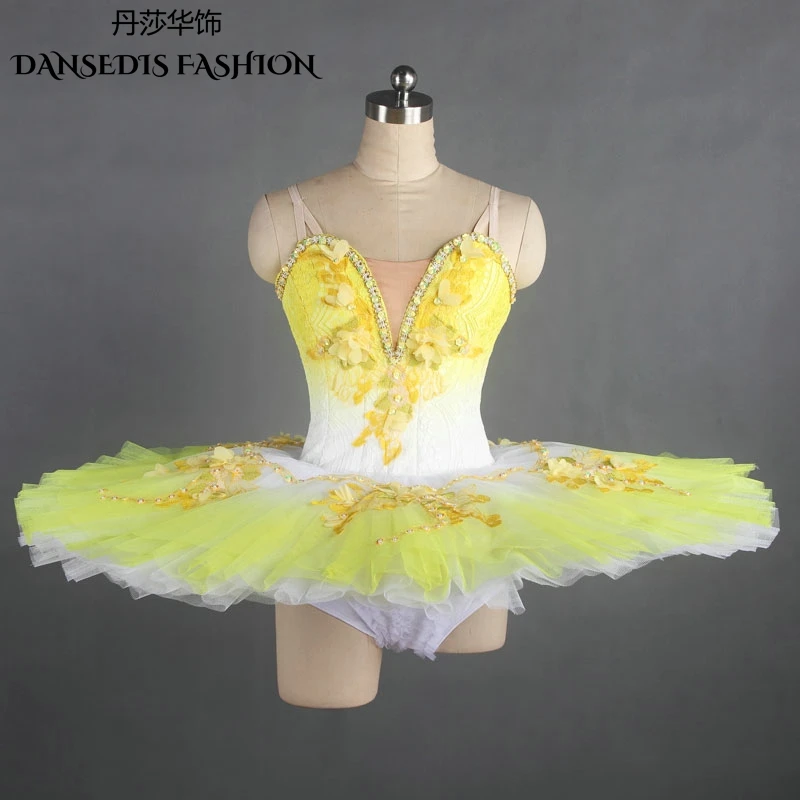 Yellow Classical Pancake Ballet Tutu,Women/Child Dance Performance