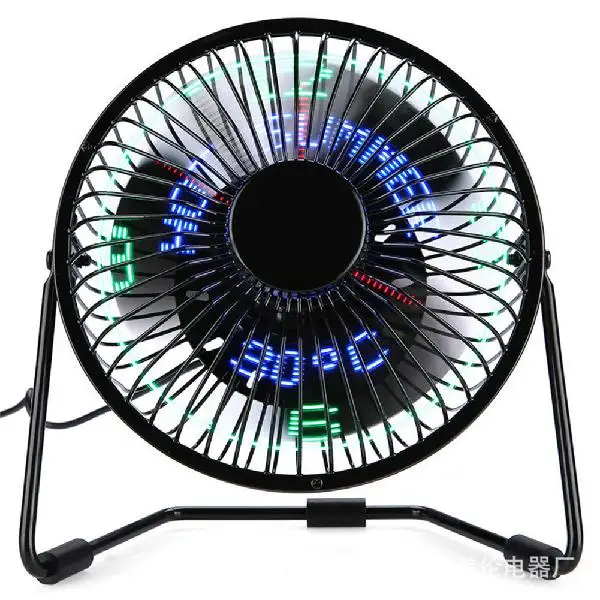 

Adoolla 6 Inch Mini Desktop USB Port Portable Metal Fan with LED Light & Time Display Decoration-30