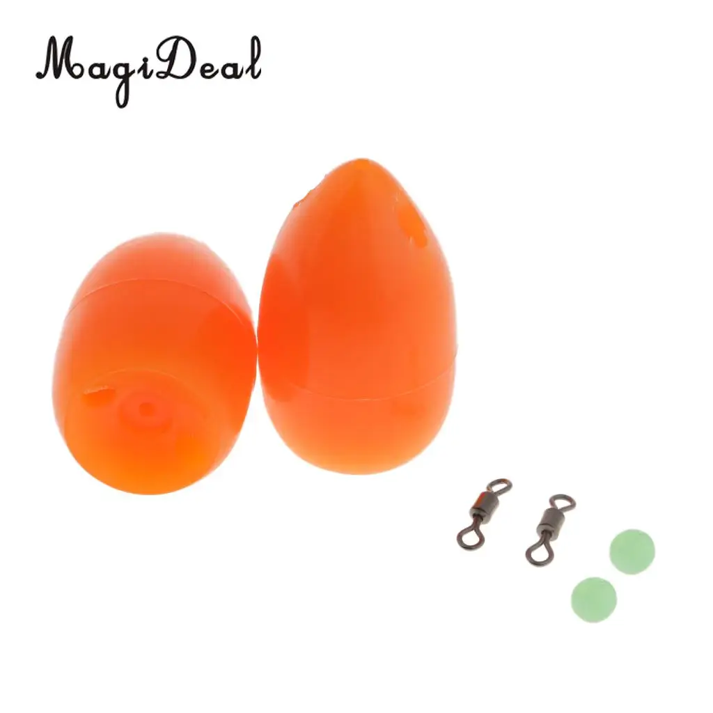 2pcs 3.6g Floating Sbirolino Spirolino Bombarda Trout Pose Float with Swivels, Beads - Orange/Green/White