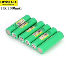 6 шт Liitokala INR18650-25R 18650 2500mAh 3,6 V литиевая аккумуляторная батарея 20A разрядные батареи