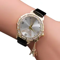 Montre femme Женские кварцевые наручные часы Эйфелева башня горный хрусталь кулон наручные часы relogios feminino zegarki damskie W