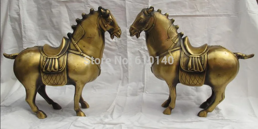 

Chinese Classical Bronze handwork Feng shui Tang War Horse statue Pair