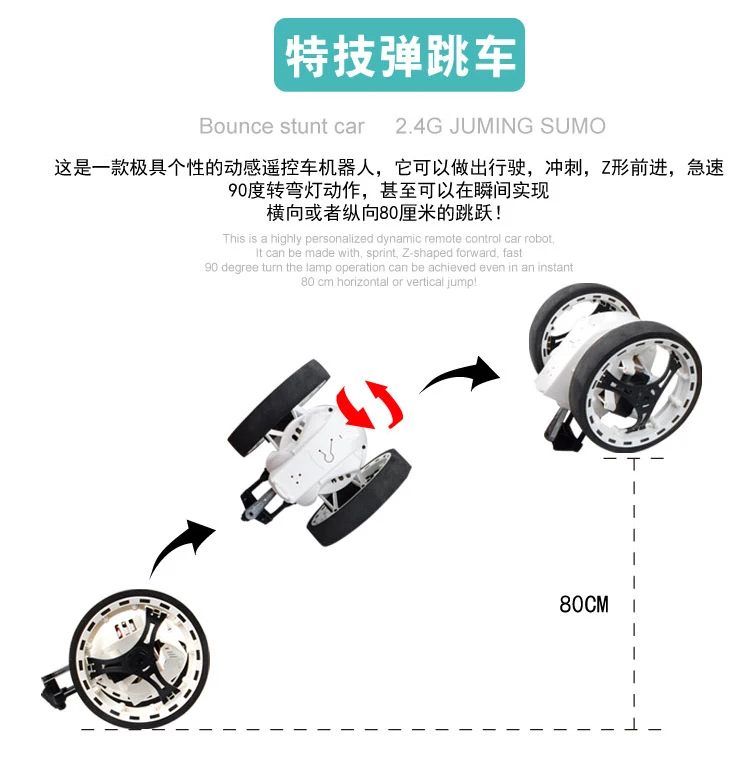 Обновленный мощный прыгающий Sumo соединенный игрушечный мини Радиоуправляемый автомобиль 2,4 ГГц отскакивающий автомобиль с гибкими колесами и дистанционным управлением автомобиль Gigt