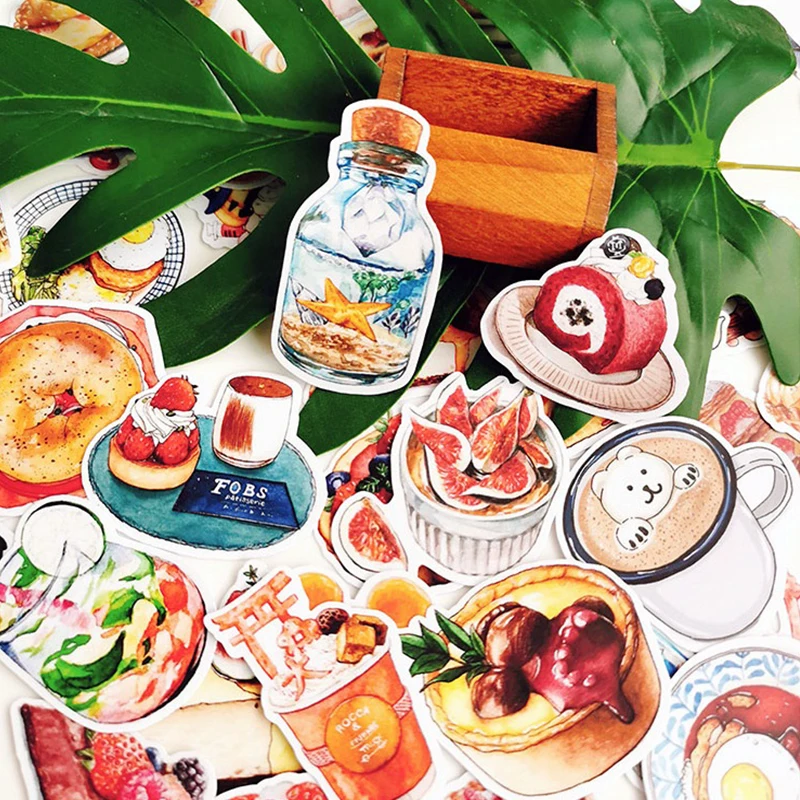

58pcs/bag cute food stickers DIY scrapbooking dessert drink cake coffee series album journal happy planner decoration stickers