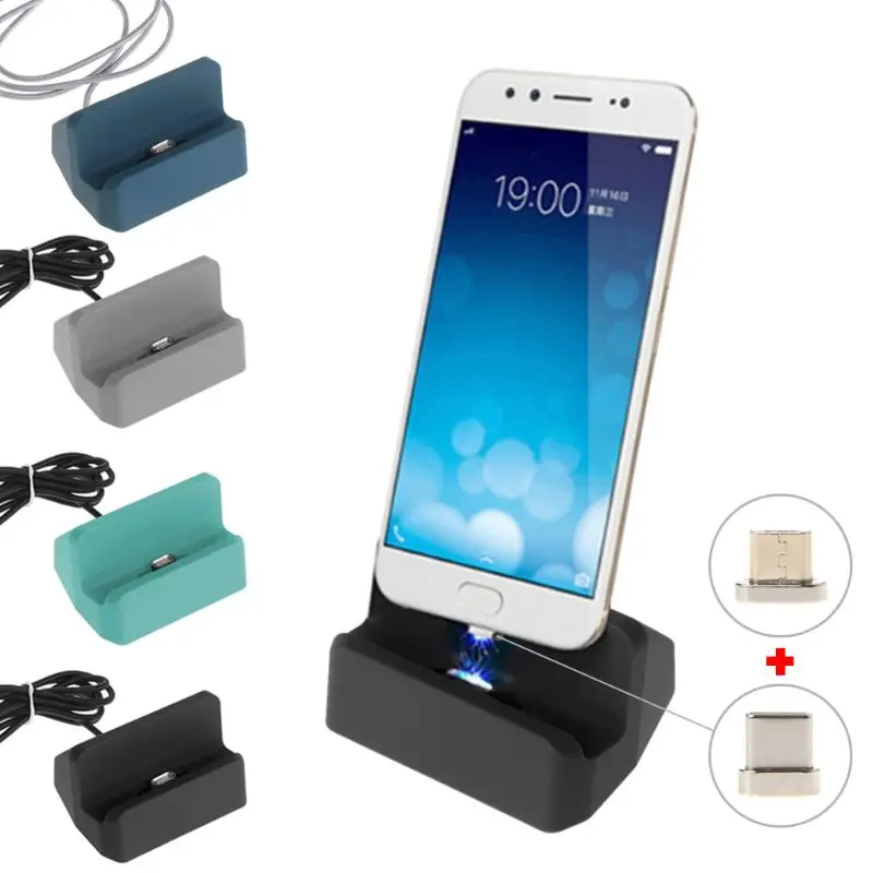 Магнитный Micro USB+ usb type C разъем зарядная станция Док-станция для телефона Android