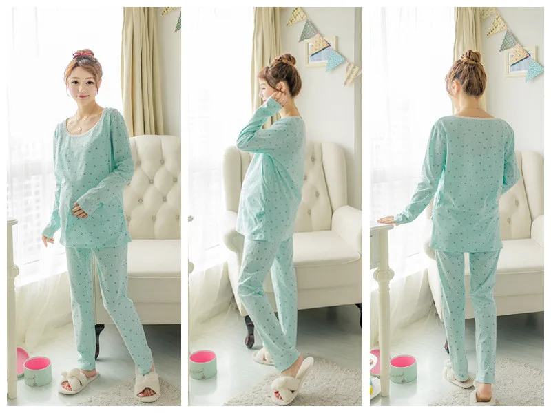 Autumn Family Matching Outfits Maternity Breastfeed T Shirt Pants Infant Rompers Set Cotton Mother Baby Sleep Wear Pajamas Sets (9)