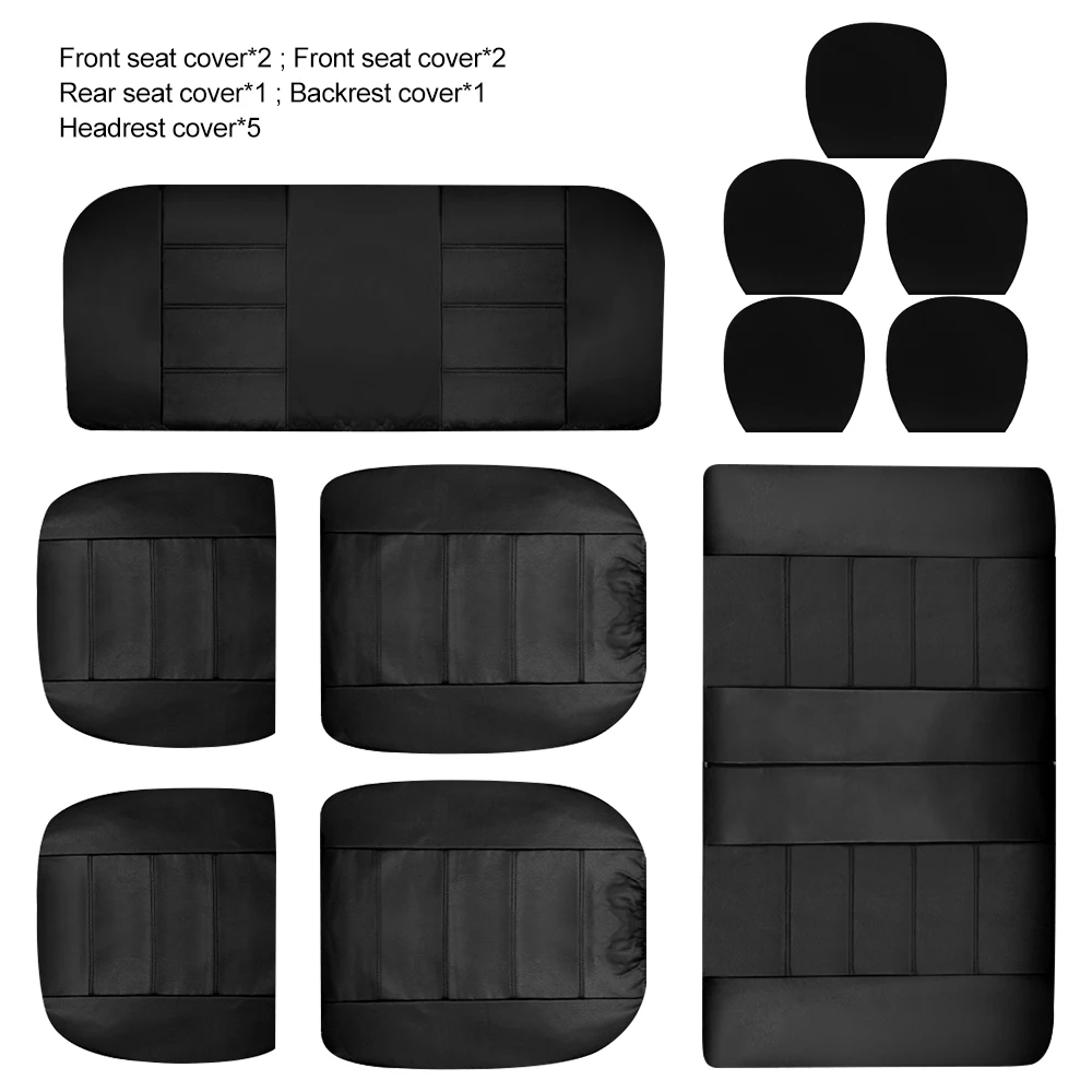11 шт., черные чехлы для автомобильных сидений из искусственной кожи, набор, универсальный защитный чехол для сидений автомобиля, пылезащитный чехол для внедорожников, аксессуары для интерьера