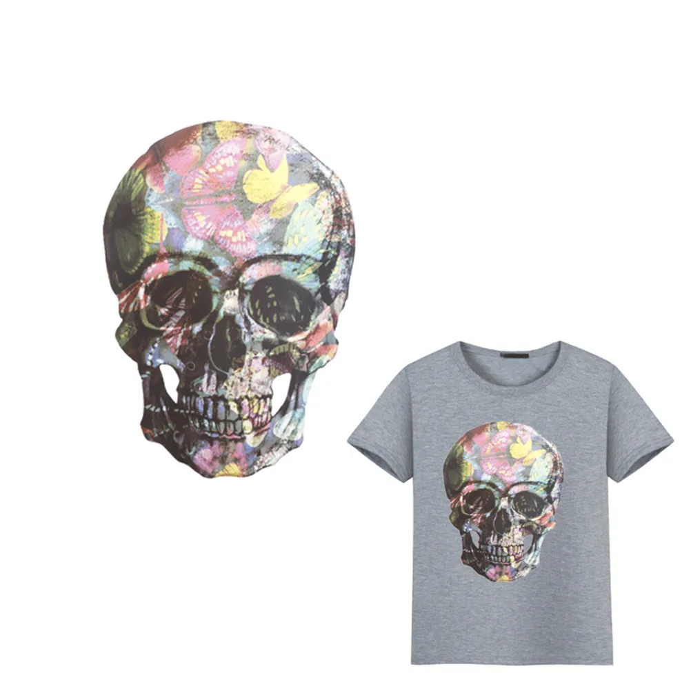 Colorful Skull Patch Parches T-shirt Dresses Sweater A-level Washable Iron On Patches DIY Accessory Decoration