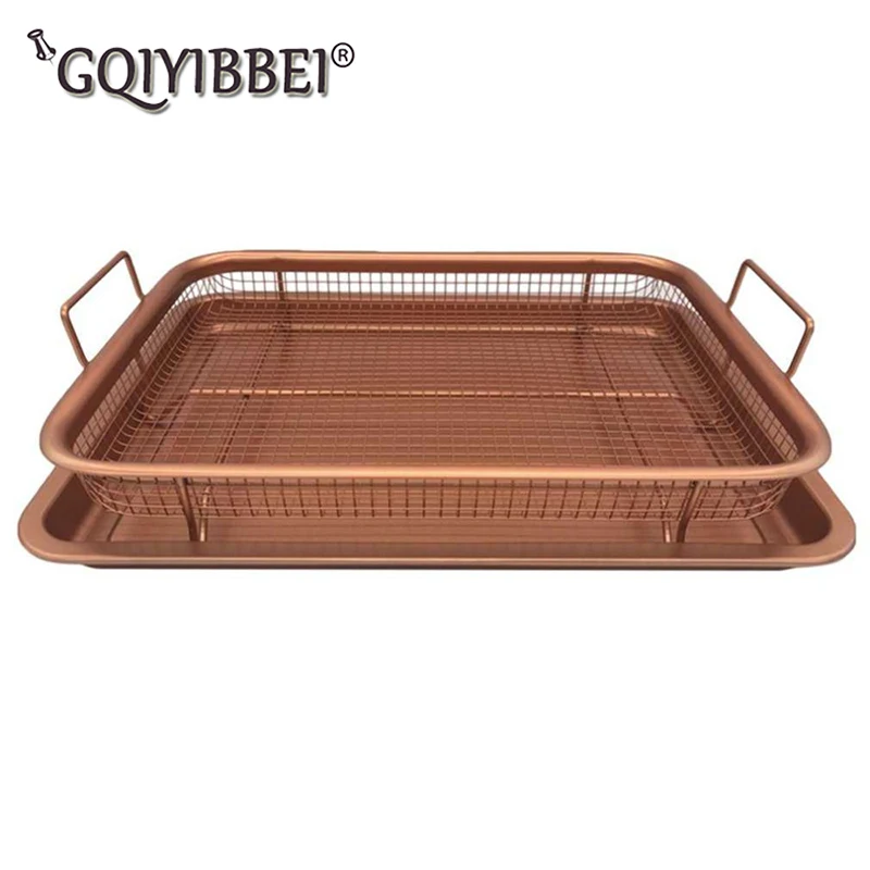 Copper Crispy Tray Oven Air Fryer, Durable Mesh Basket With Reinforced