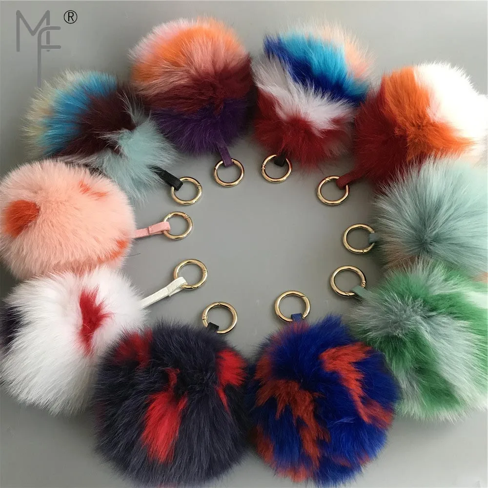

Magicfur - Real Fox Rabbit Fur Ball Rainbow Multicolor Pom 15cm Large Fox Bal Fluffy Soft Keychain Bag Charm Keyring Pendant