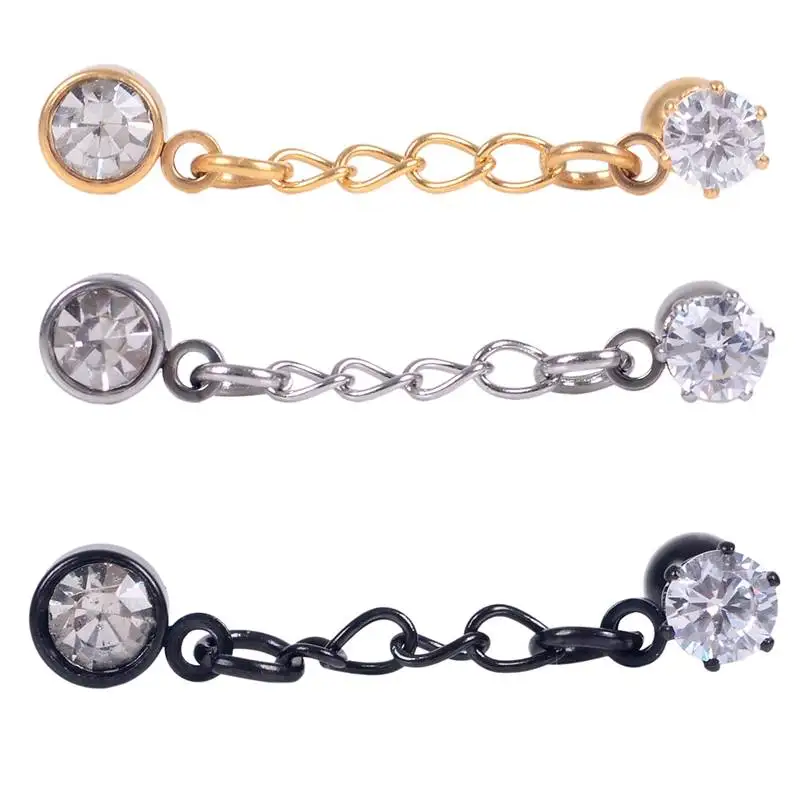 

1PC Punk Cool Crystal Zircon Cartilage Tragus Ear Plug Surgical Steel Labret Bar ear gauge Tassel Piercings Body Jewelry