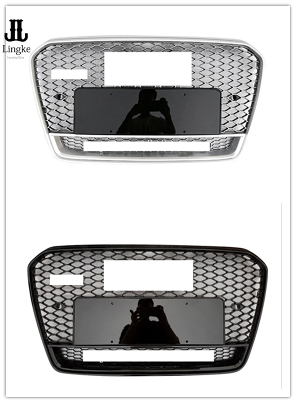 

Black / Silvery Front Mesh Chrome Frame Grill Front Bumper Grille For Audi A5 S5 Rs5 Style 2013 2014 2015 2016