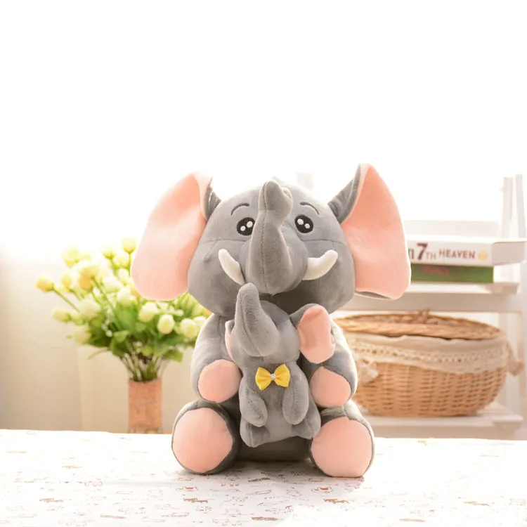 

new plush gray elephant toy soft mother&baby elephant gift doll about 40cm 2646
