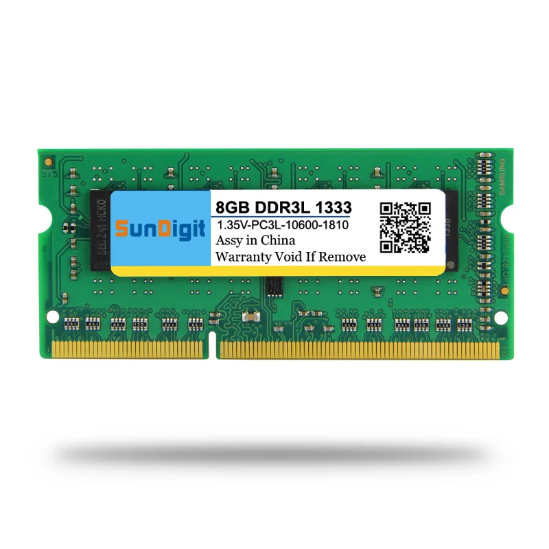 SunDigit 1.35 v محمول ذاكرة عشوائية Ram DDR3L 1333 1600 Mhz 8 GB 4 GB 2 GB للمحمول Sodimm ميموريال متوافق DDR3 1333 Mhz PC-12800