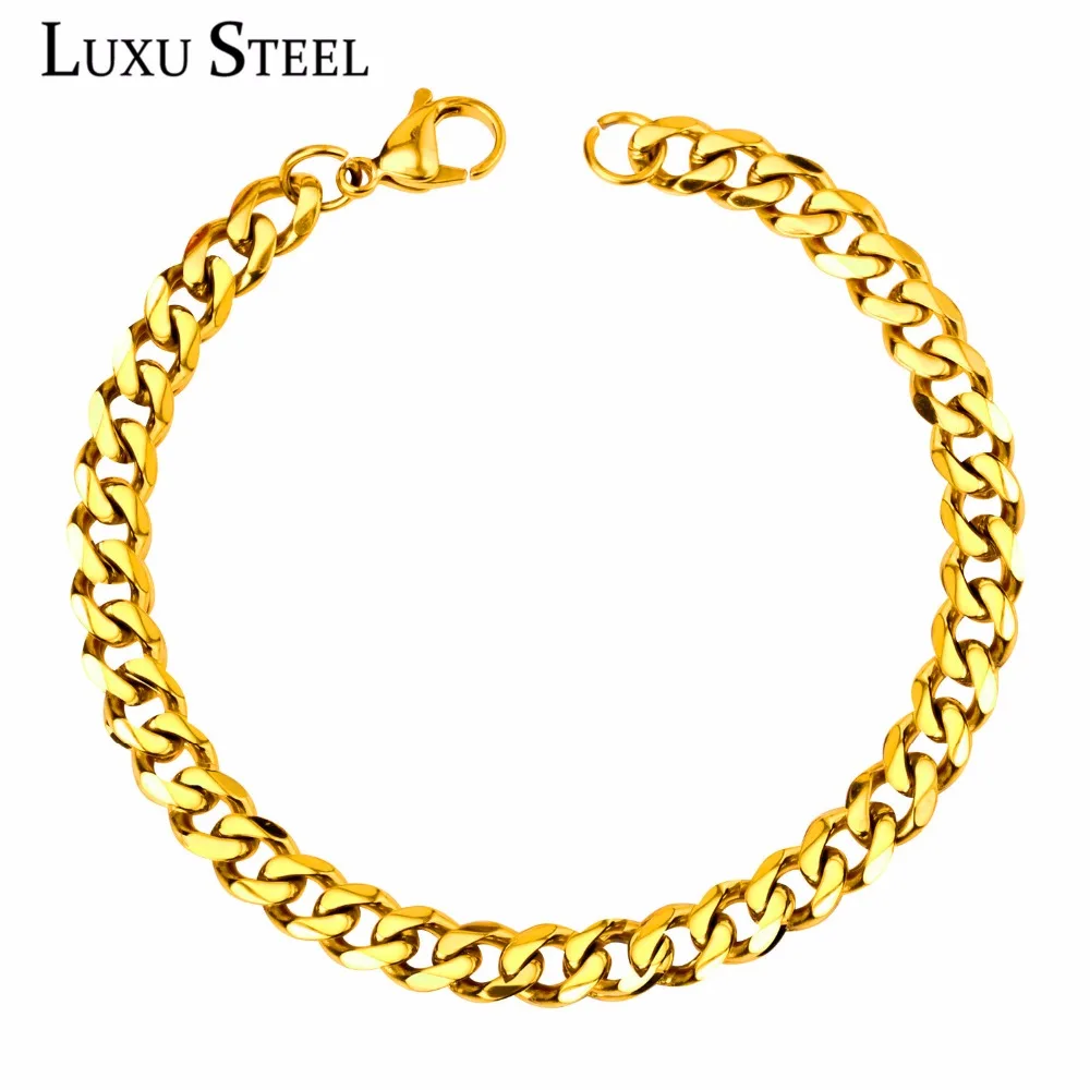 LUXUSTEEL 2020 нержавеющая сталь золотые звенья цепи браслеты Хип-хоп ювелирные