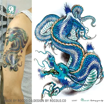 

Body Art waterproof temporary tatoo for boy men color domineering Dragon arm pattern large arm flash tattoo sticker LC2817