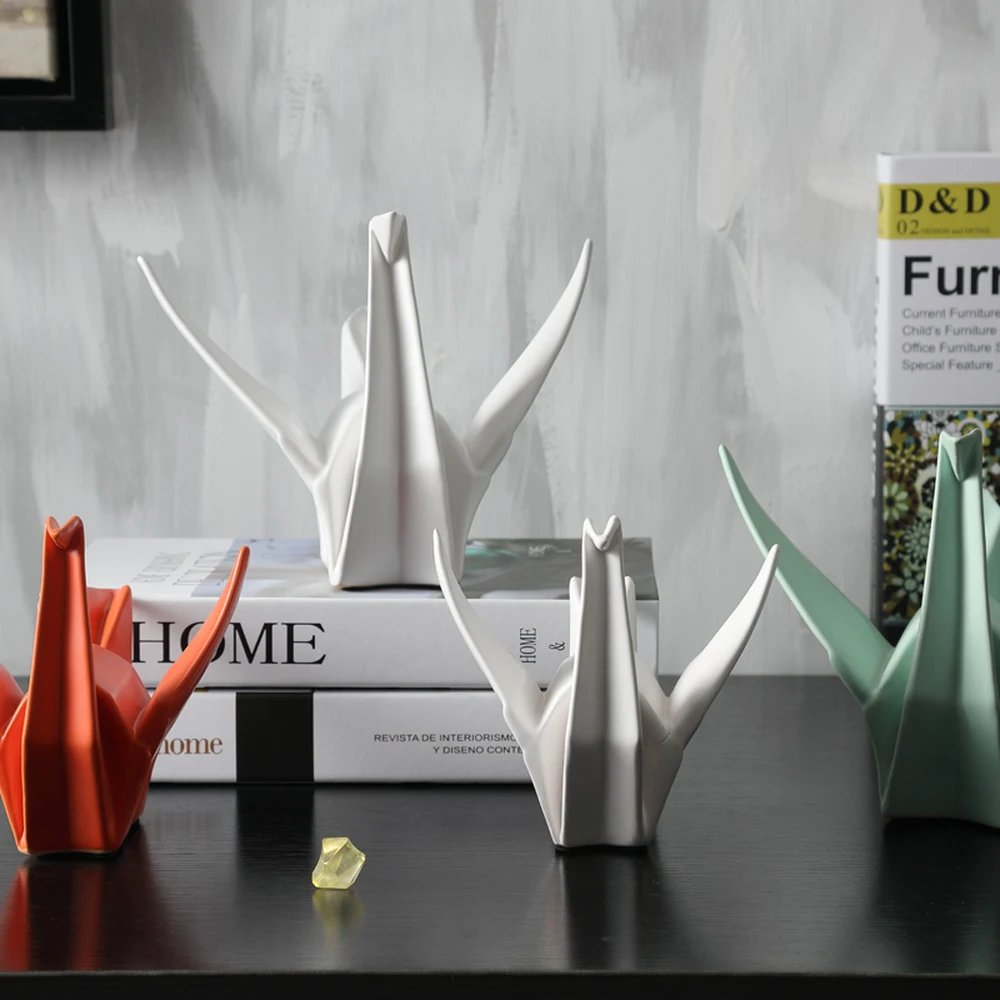 Beste Een STUKS Nordic minimalistische kleurrijke creatieve ornamenten Home decor keramische origami crane ambachten verjaardagscadeautjes AP5141408