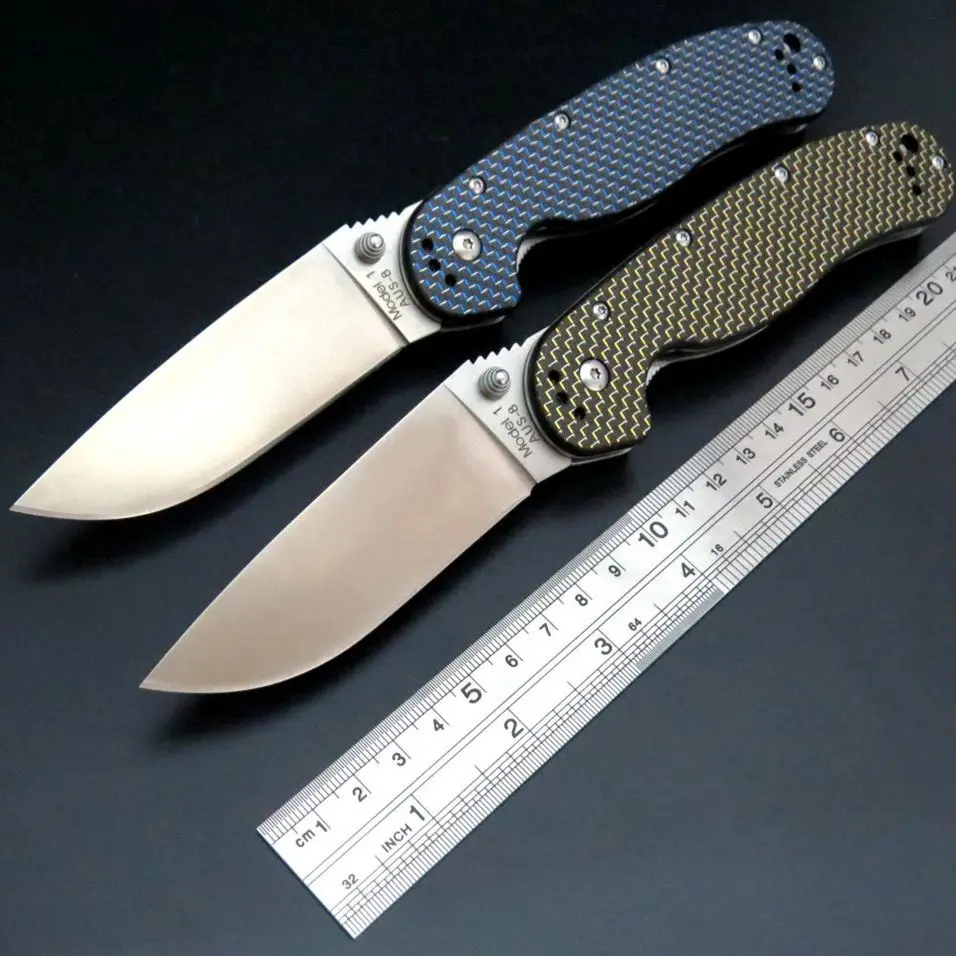 

Brave Fighter RAT Model 1 Folding Blade Knife AUS-8 Blade Carbon Fiber Handle Survival Camping Knives EDC Portable Tactical Tool