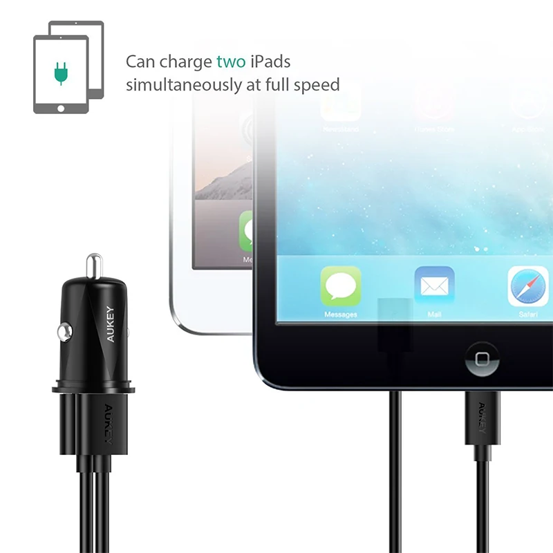 AUKEY Mini USB Автомобильное зарядное устройство 24 Вт Мобильный телефон быстрое