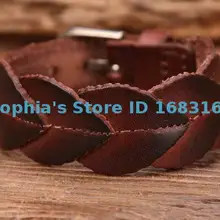 G83 Браун нежный лист текстуры Топ зерна кожа коровы браслет манжеты мужские