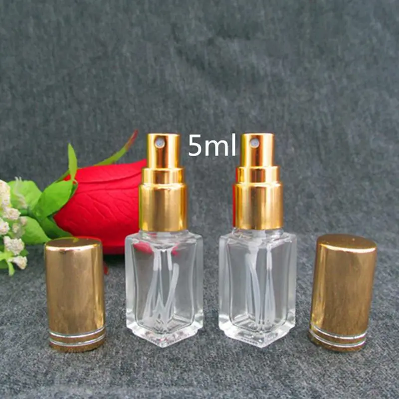 

5ml clear spray cosmetic bottle custom gradient square glass perfume small spray bottle F20171588