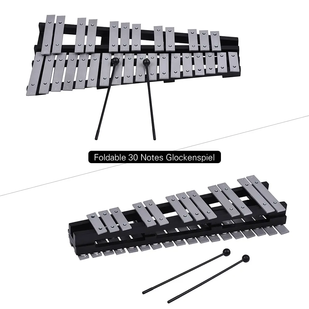 Складной деревянный ксилофон Glockenspiel 30 нот рама алюминиевые прутки развивающий