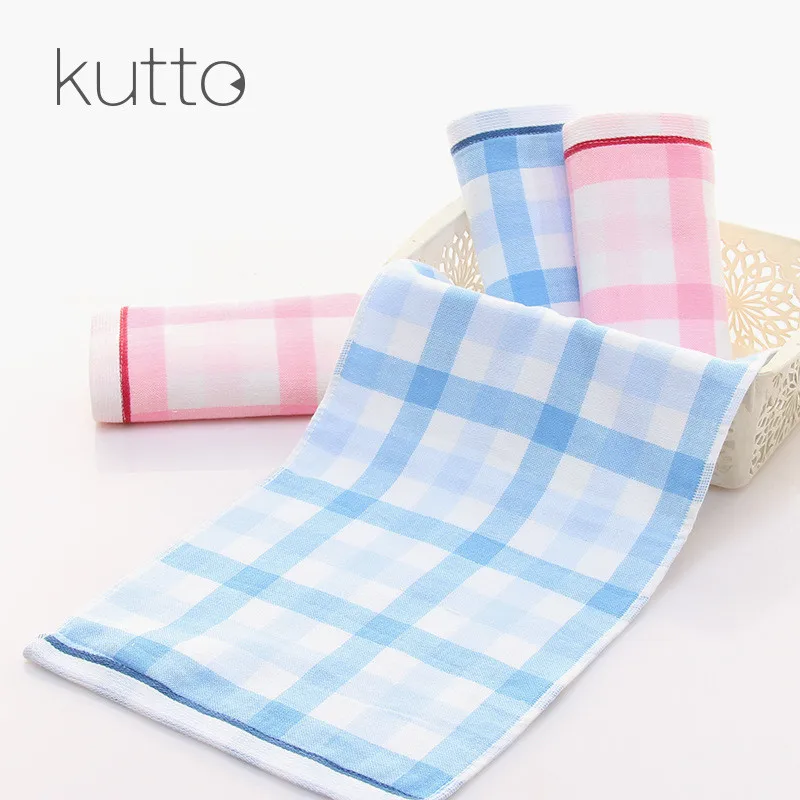 Kids Grid 25*50cm 100 Cotton Face Towel Quick Dry Home Daily Using