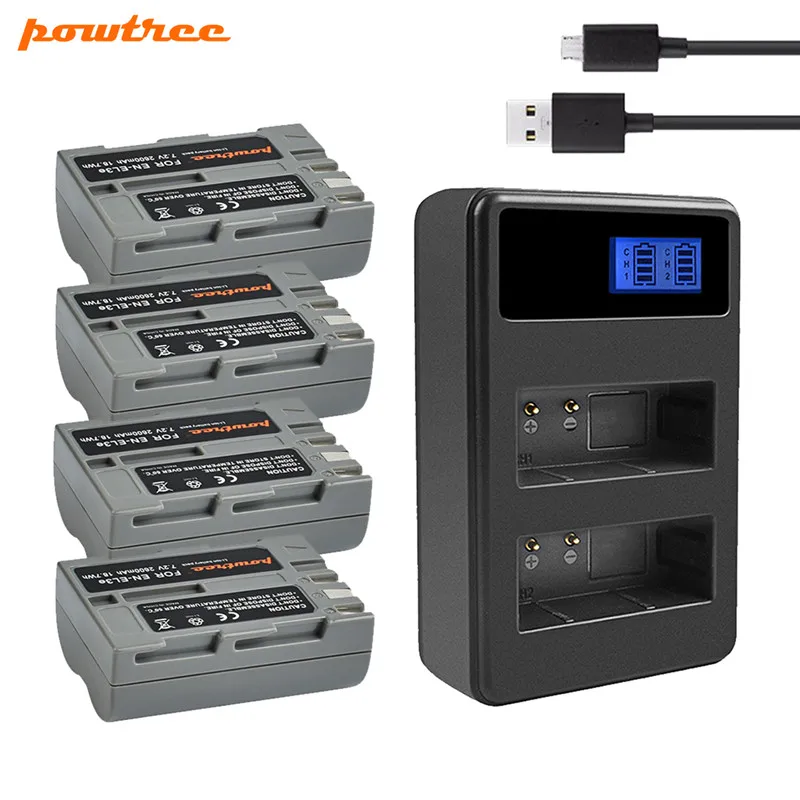 

Powtree 2600mAh EN-EL3e EN EL3e EL3a ENEL3e Battery+Battery LCD Dual Charger For Nikon D300S D300 D100 D200 D700 D70S D80 L15