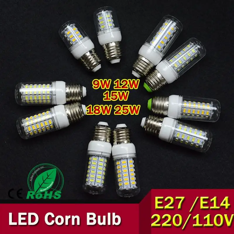 

Newest led E14 E27 5730 LED corn bulb lamp AC220V 110v 9W 12W 15W 18W 20W 25W 30W 35W lampada led spot light Smart IC power