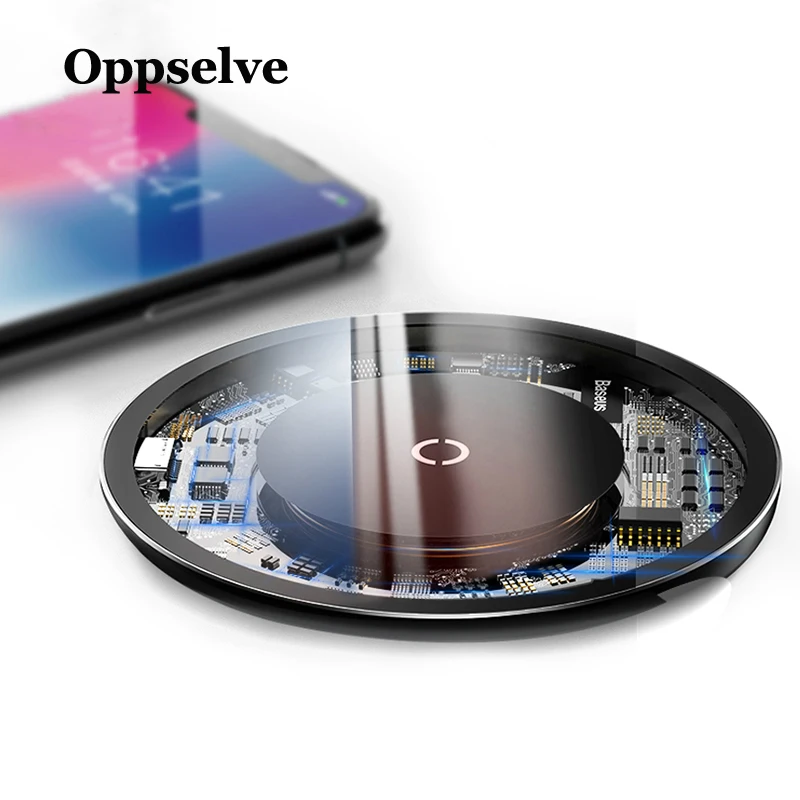 Oppselve 10 Вт Qi Беспроводное зарядное устройство для iPhone X 8 Стекло быстрая