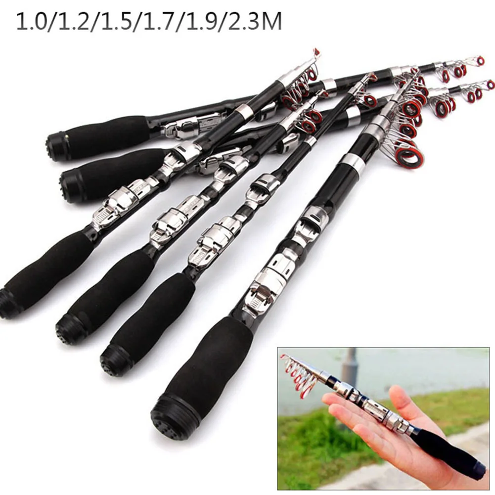 Equipamento de Pesca do Mar Vara de Pesca Mão de Carbono Mini 1.0 M 2.3 m Telescópica Portátil Pesca Rod Spinning Peixe Pólo 4 Esporte e Lazer