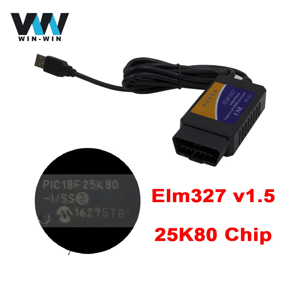 

ELM327 V1.5 USB OBD Scanner ELM327 USB V1.5 With 25K80 Chip Diagnostic Interface OBDII CAN-BUS Scanner ELM 327 V1.5