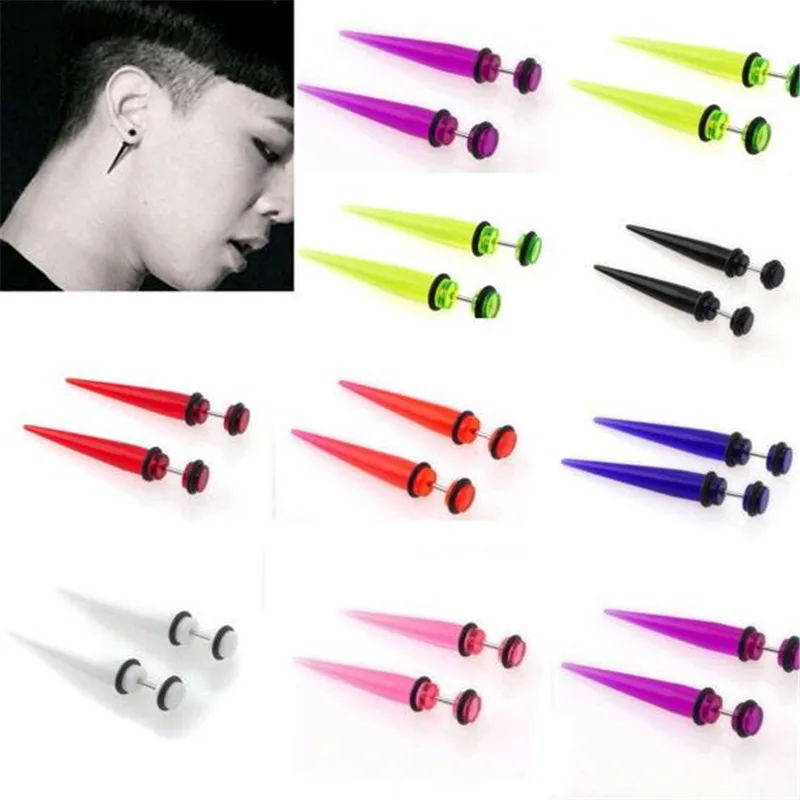 16pcs Acrylic Spike Ear Fake Cheater Stretcher Rivet Taper Plug Kit