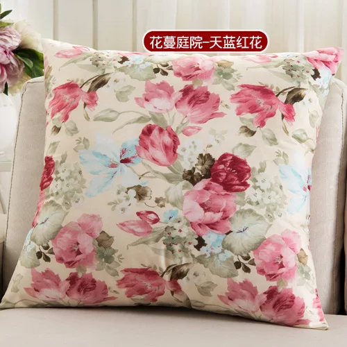 Мягкий фланелевый чехол для подушки с американским цветочным принтом, декоративный Модный чехол для дивана с ворсом, домашний декор, товары для дома - Цвет: tianlanhonghua