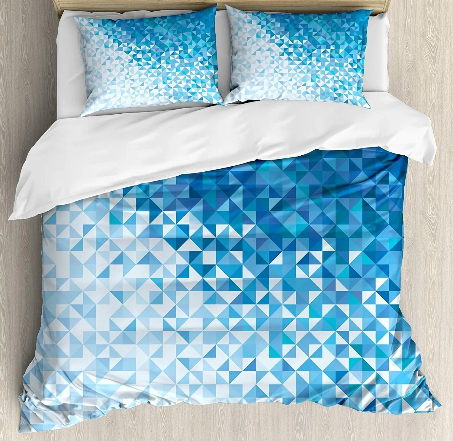 

Modern Bedding Set Geometrical Image with Mosaic Digital Vector Vivid Ombre Colored Image 3/4pcs Duvet Cover Set Quilt Bedspread