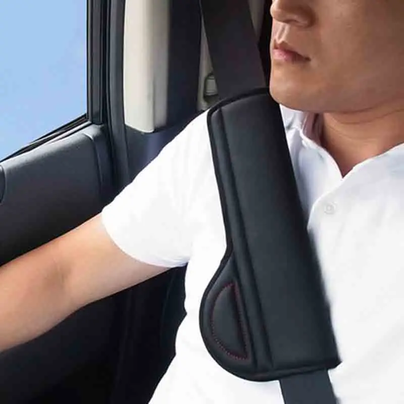 PU Leather Car Seat Belt Shoulder Pad Black Breathable Safety Seatbelt