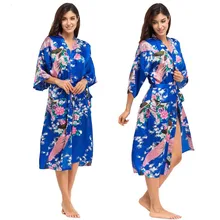 Jewelblue женские банные халаты японская юката кимоно атласный Шелковый винтажный халат пижамы плюс размер 15 15 цветов ночные рубашки 010418