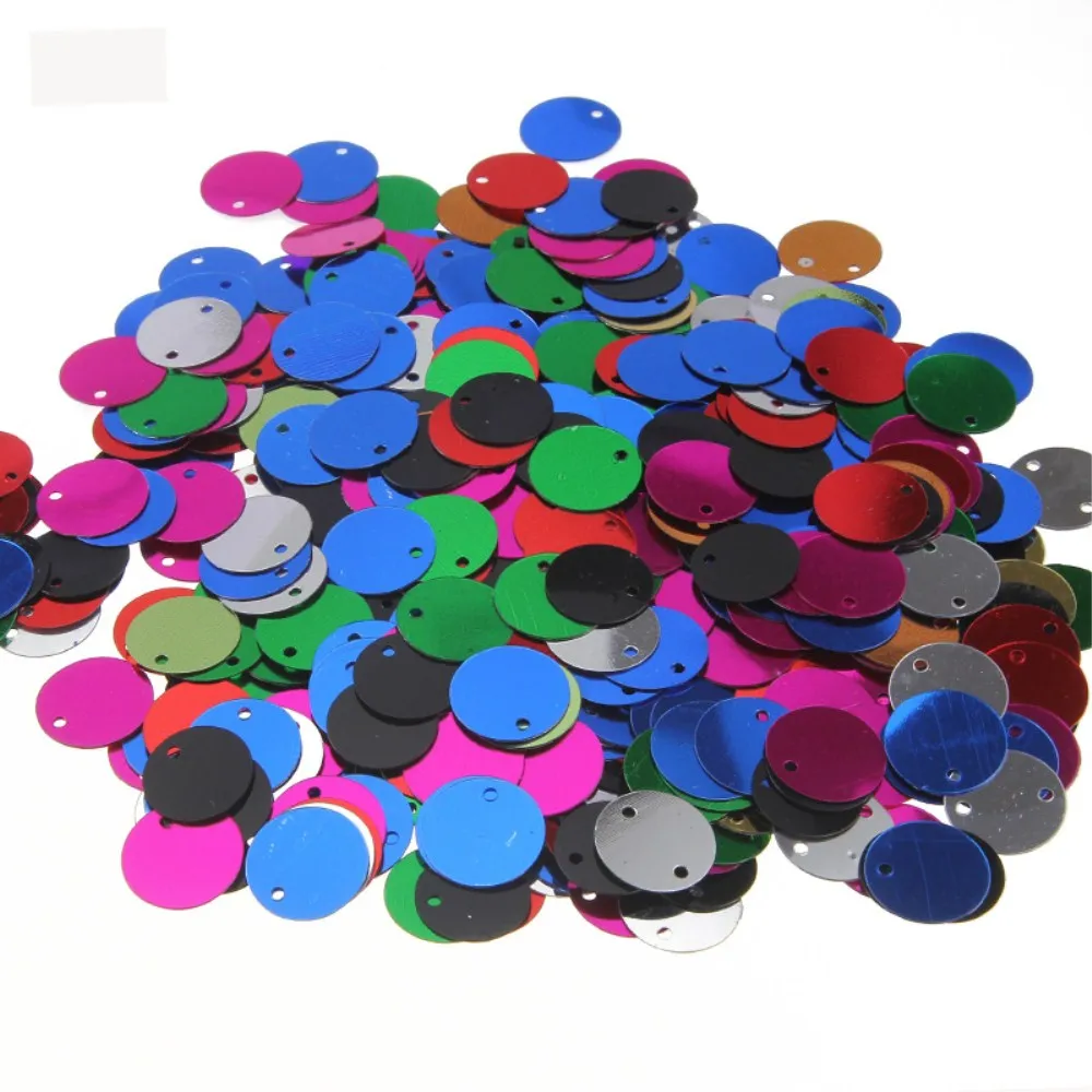 500Pcs\lot 12mm Colorful Large Sequins with 1 Side Hole PVC Flat Round