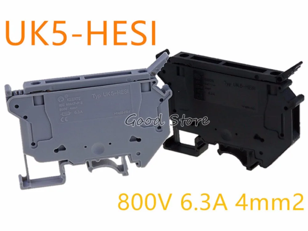10PCS UK5 HESI UK5RD 4mm2 DIN Rail Screw Clamp Fuse Terminal Blocks