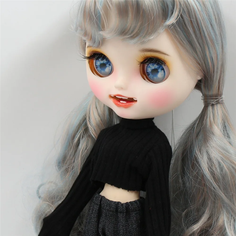 1/6 bjd фабрика blyth кукла синий микс золотые волосы, новое матовое лицо с зубами, белая кожа суставное тело 30 см BL6227/