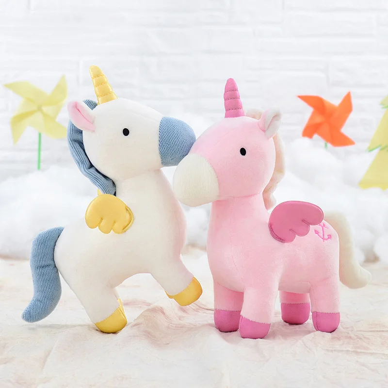 

23cm Cute Unicorns Plush toy Stuffed Animals Pink Unicorn Flying Horse Sleeping Doll Soft Baby Toy gift for baby Girl Gifts