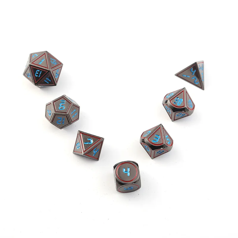 Rpg Dobbelstenen Metalen Dnd многогранные наборы Dados Подземелья и Драконы алюминиевые Blauw кубики D20 10 12 6 Tafel Games Transparan