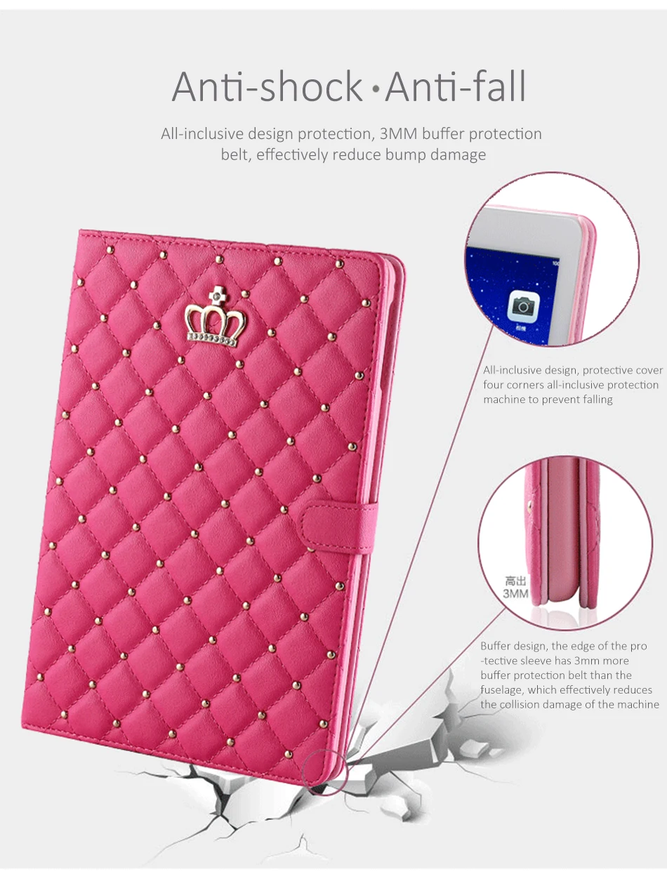 Luxury Flip Case 7.9inch Tablet Sleeve Protective Cover Shell For iPad Mini1234 9.7 For ipad 234 Auto Sleep Wakeup Holder Stand (6)